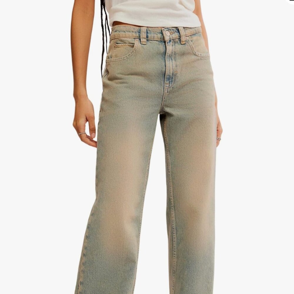 We the Free Tinsley Baggy High-Rise Straight Leg in Candy Pop NWT 31x32 $98